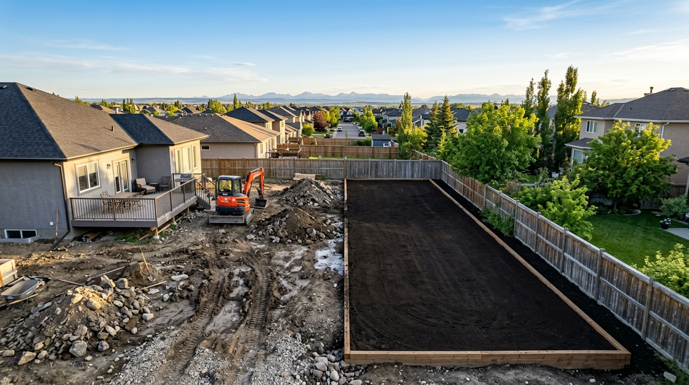 Excavation in progress — Calgary suburb