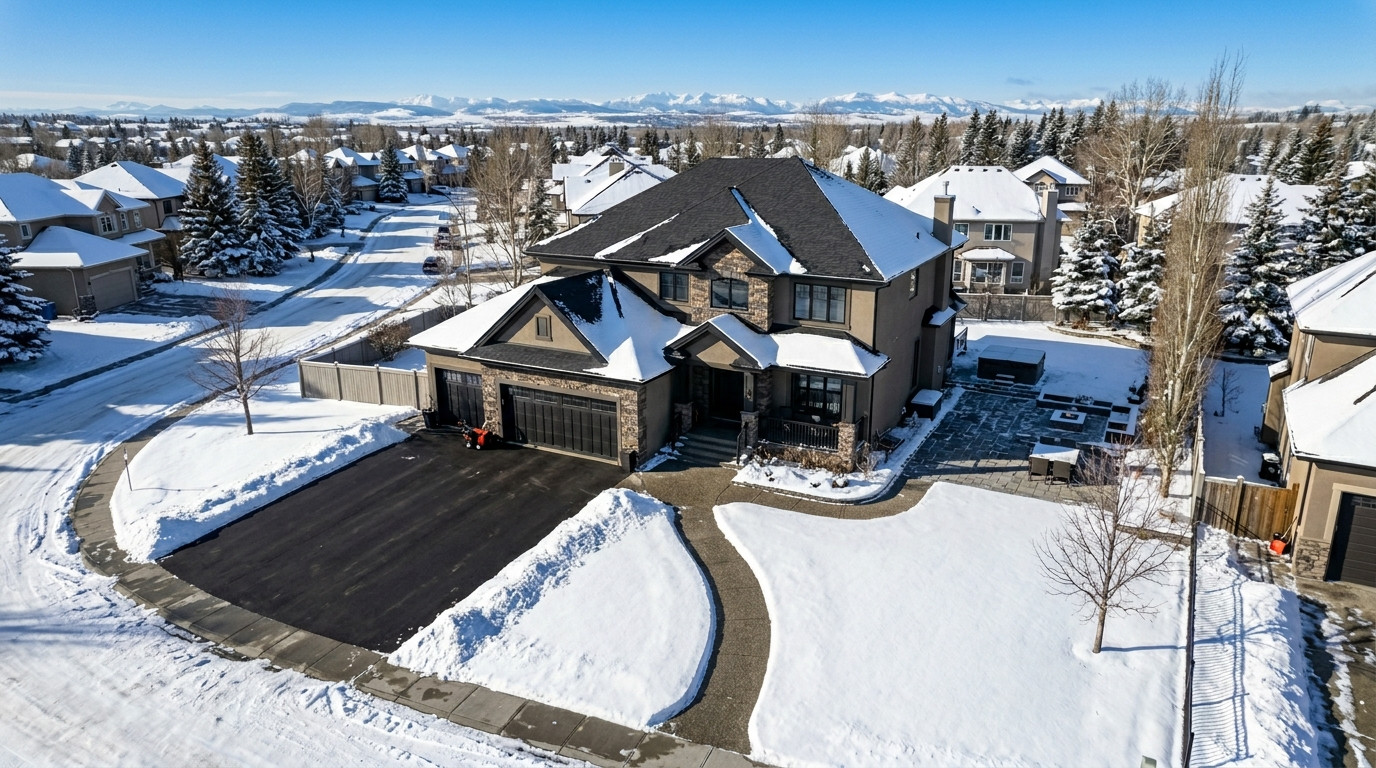 Aerial view — cleared Calgary property
